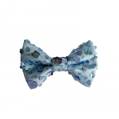 Papion rafinat, cu paiete, model Clasic, Light Blue Glitter Flower